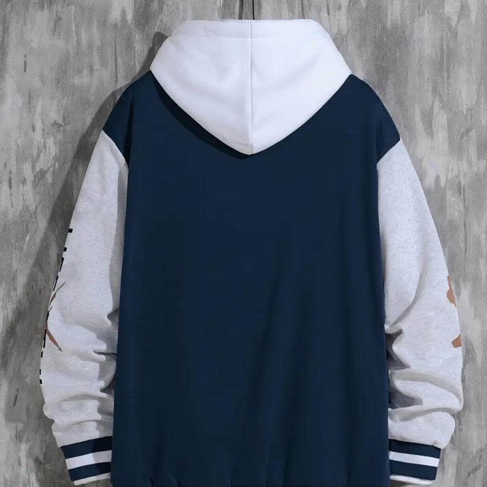 Men Letter Print Varsity Baseball Jacket